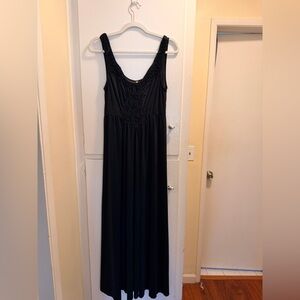 Free People Black Lounge Maxi Dress Boho Slip Nightgown | Size: L